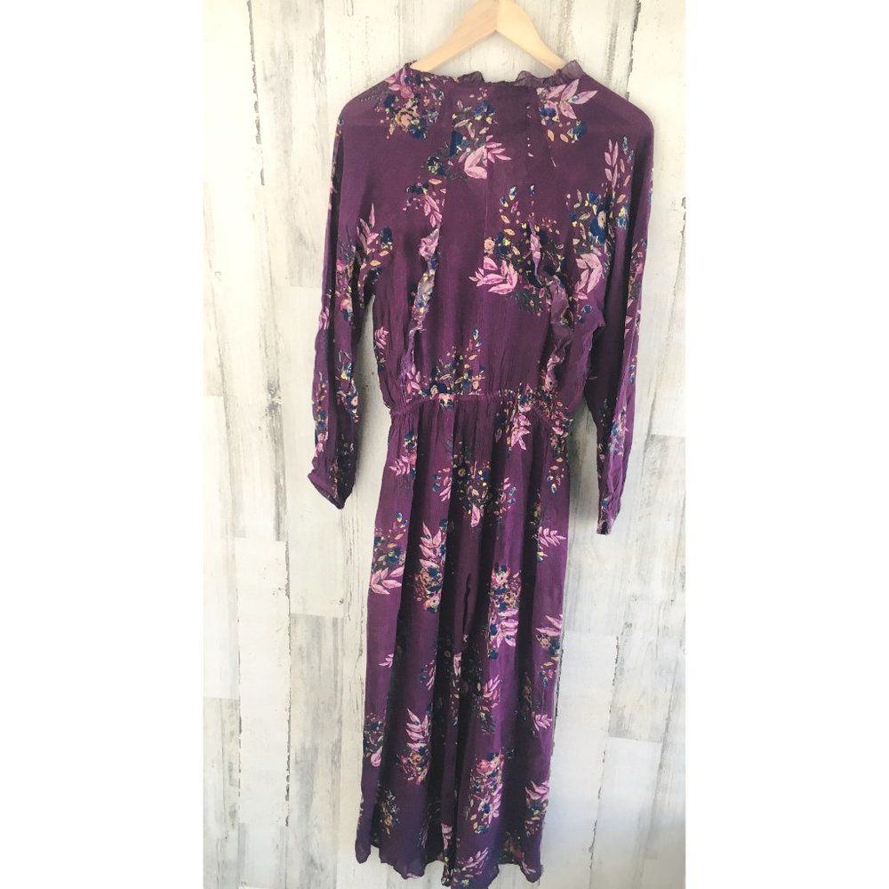 NWOT Free People FP ONE Gauze Wide Leg Jumpsuit Ruffled Purple XS - Picture 8 of 14